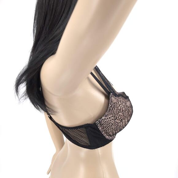 Victoria's Secret Very Sexy Push Up Choker 36 B Bra High Neck Black Nude - VGUC - Picture 3 of 16